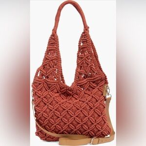 SOL and Mer  Rust Macramé Shoulder tote Bag